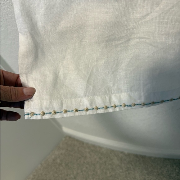 Johnny Was White Blouse with Blue and Orange Embroidery - Picture 6 of 11